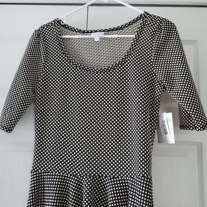 LuLaRoe Nicole Black & Cream Polka Dots Dress